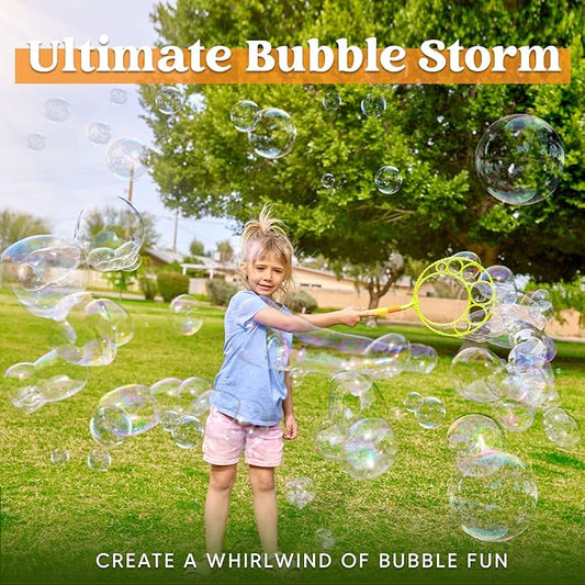 JOYIN Big Bubble Wands Set Bulk for Kids Summer Outdoor Toy Game Activity Party Favors, 18 Pcs Giant Bubble Maker with Tray, 12" Large, 6 Pcs Solution Suitable for All Age People
