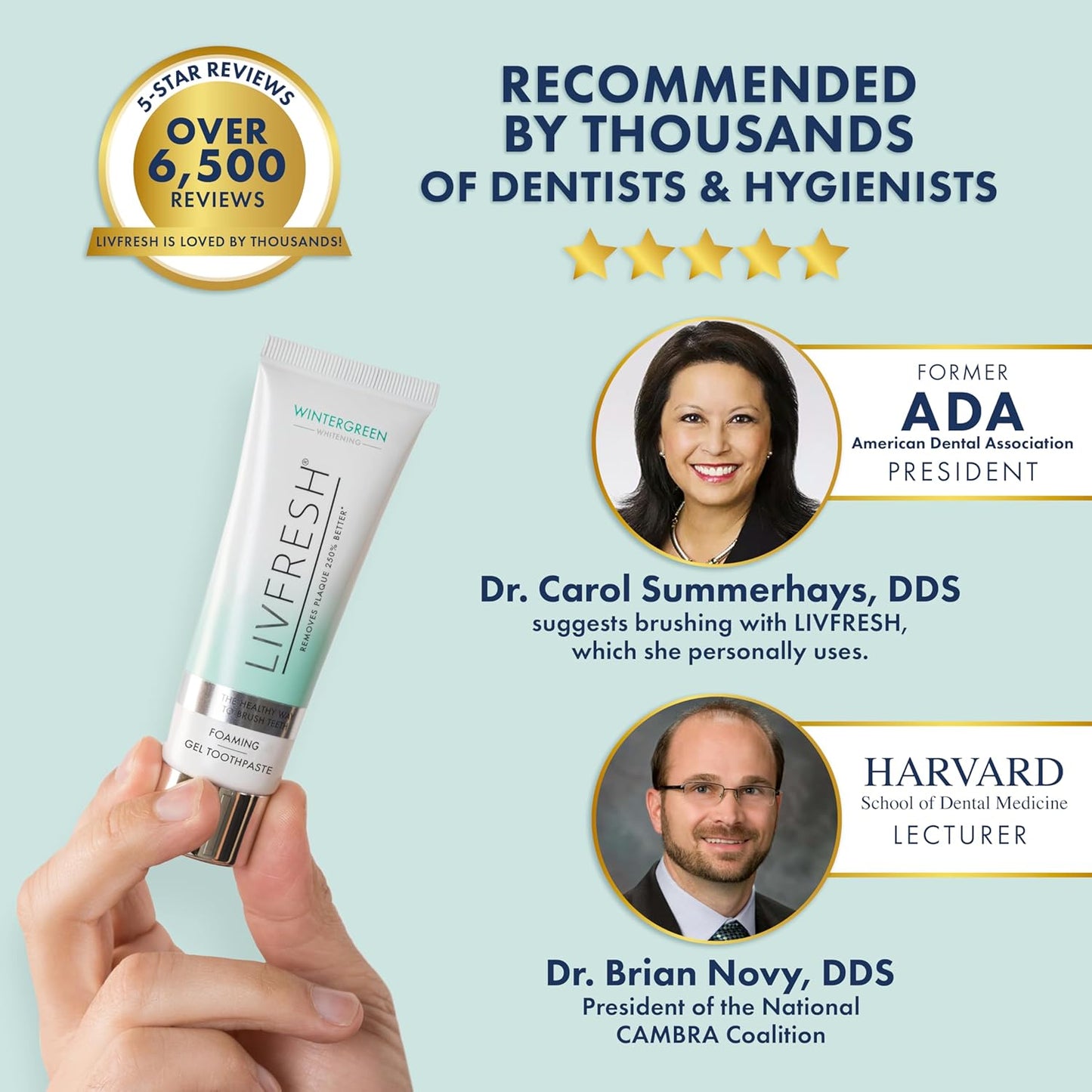 LIVFRESH Toothpaste Gel, Clinically Proven to Remove Plaque 250% Better, Improves Gum Health 190% Better, Prevents & Reduces Tartar, Freshens Breath, SLS Free Dental Gel, Wintergreen, 3 Pack