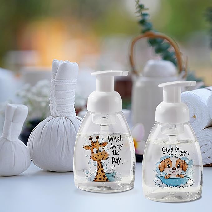 2PCS Foaming Soap Dispenser, DQELFA Foam Hand Soap Dispenser Pump Bottles, Refillable Plastic Foam Dispenser for Soap, Kitchen, Bathroom (8oz,250ml)