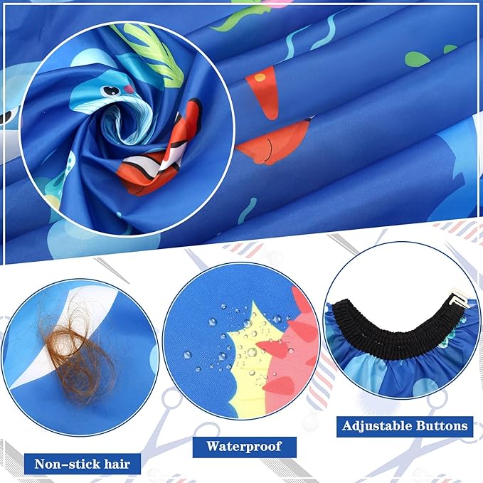 FEBSNOW Kids Hair Cutting Cape, Professional Kids Barber Cape Cartoon Pattern Apron with Adjustable Closure for Children Salon Barber Supplies