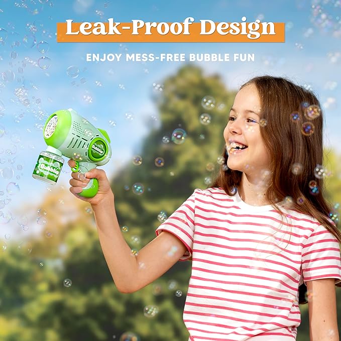 JOYIN 2 Kids Bubble Guns with 4 Bottles Solution, Automatic Bubble Machine Gun with 8 Holes for Kids, Adults, Summer Toys, Easter Basket Stuffers, Birthday Gift, Party Favors