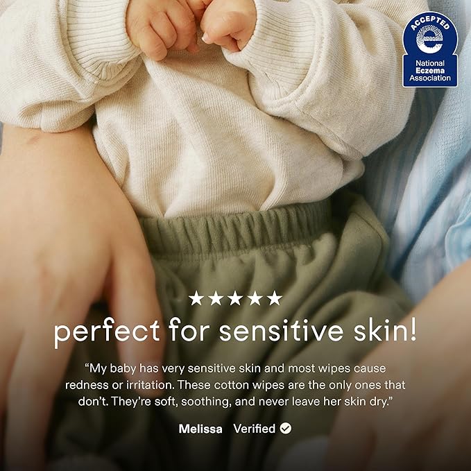 Raan, 100% Cotton Baby & Toddler Wipes, Unbleached, 99% Purified Water, Unscented, EWG verified, Made for Sensitive Skin, Extra Soft and Durable, 8 pack, 480 Count