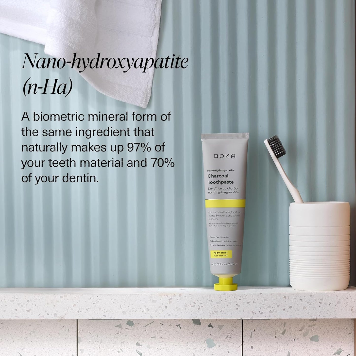 Boka Fluoride Free Toothpaste, Nano Hydroxyapatite Toothpaste, Appropriate for Sensitive Teeth - for Adult, Kids Oral Care - Charcoal Yuzu Mint Flavor, 4 Fl Oz 3Pk US Manufactured