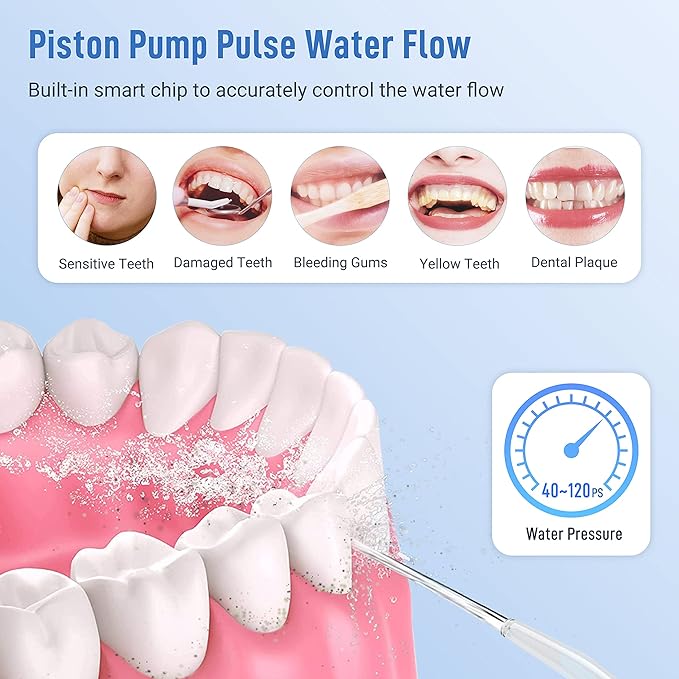 Cordless Water Flosser Teeth Cleaner Dental Oral Irrigator Picks Portable and Rechargeable 310ml Water Tank IPX7 Water Proof for Home and Travel Infiwarden (Black)