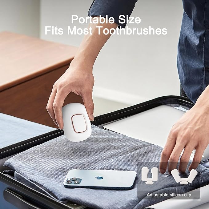 Toothbrush Holder, Toothbrush Cleaner Case, Portable USB Charging Toothbrush Cover with U V-C Light, Travel Toothbrush Holder (White-Fan-Heat)
