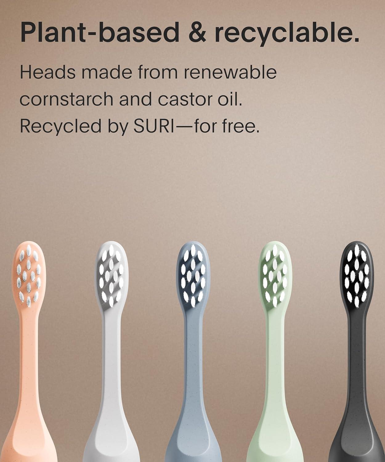 SURI Recyclable Plant-Based, Electric Toothbrush Heads - Built-in Tongue Scraper, Long Lasting Replacement Heads | Compatible Only Sonic Electric Toothbrush - Sunset Bloom, Pack of 3