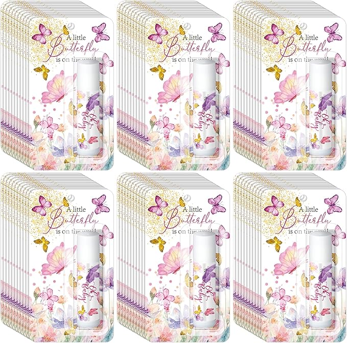 30 Pack Christmas Butterfly Baby Shower Games Prizes Party Gifts Bulk Lip Balms Favors for Winners Adults Guests Gender Reveal Favors Decorations Baby Shower Souvenirs Gifts Stocking Stuffers