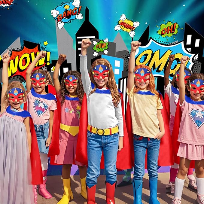 D.Q.Z Star Superhero Cape and Mask for Kids Dress Up Costume, Super Hero Toys for Boys Girls Halloween Party Favors