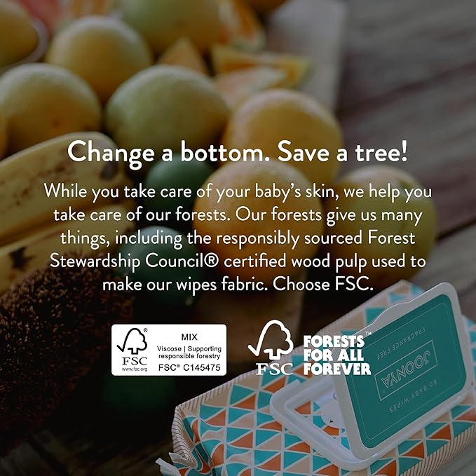 JOONYA Unscented Baby Wipes — Plant-Based, Fragrance-Free Diaper Wipes | Hypoallergenic, Non-Toxic, Compostable & Biodegradable Wet Wipes for Sensitive Newborn Skin | 3 Packs of 80 Wipes (240 Total)