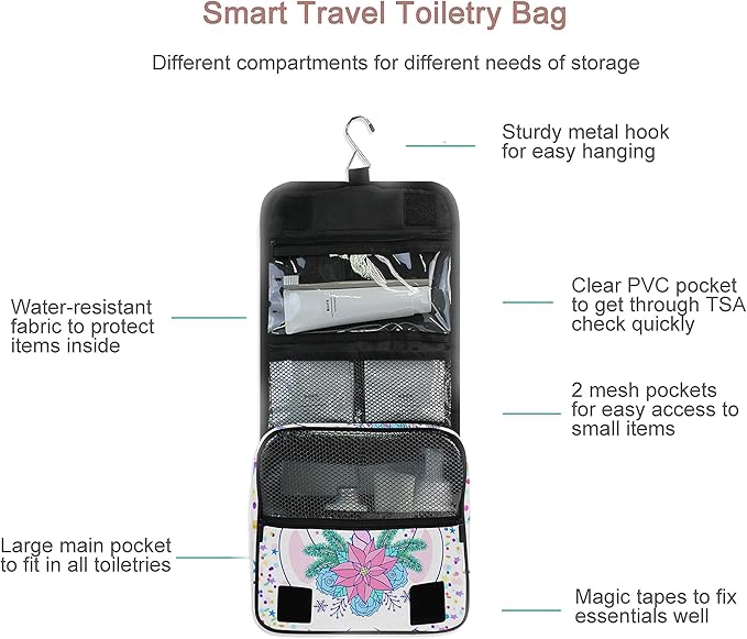 senya Hanging Travel Toiletry Bag Kit Makeup Case Cosmetics Organizer for Men Women