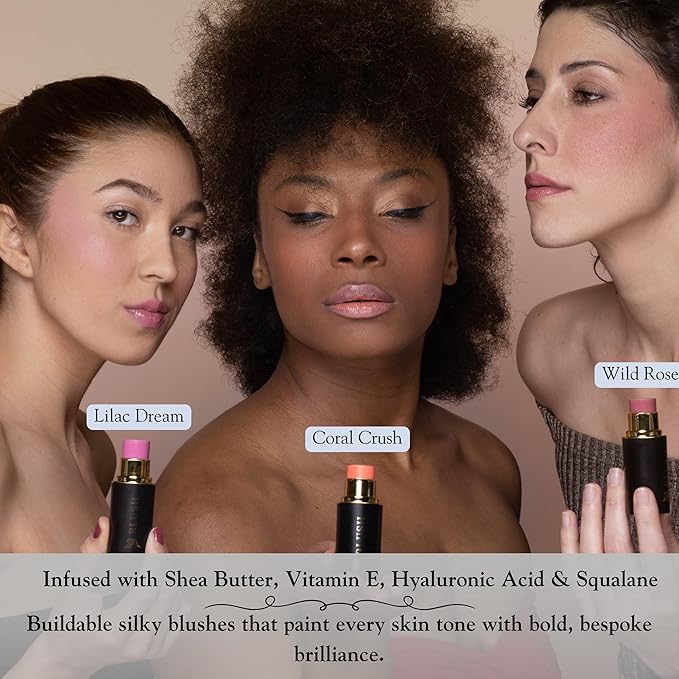 Cream Blush Stick by Phoenix Beauty – 3-in-1 Cheek, Lip & Eye Color | High Pigment, Hydrating Formula with Shea Butter & Hyaluronic Acid | Multi-Use Makeup Stick for Dewy Skin (Wild Rose, Regular)