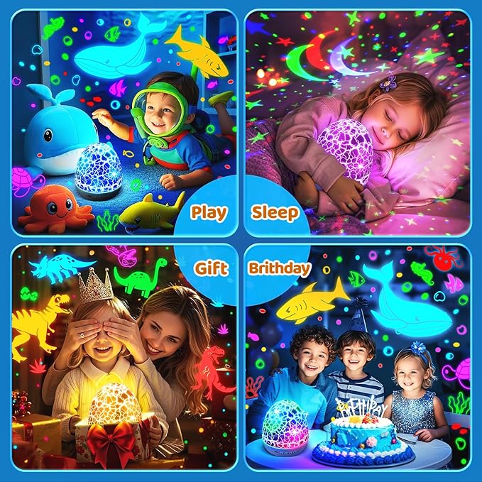 Baby Toys Night Light Projector Sensory Toys for Kids with Autism Toys for Boys 3-10 Baby Christmas Gifts | 15 White Noise 3D Films 31Colors Remote Control Night Light for Kids, Baby Boy Gifts