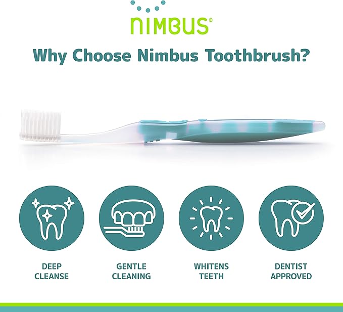 NIMBUS Extra Soft Toothbrushes (Compact Head), Periodontist Design Tapered Bristles for Sensitive Teeth and Receding Gums, Individually Wrapped Plaque Remover Travel Toothbrush (10 Pack, Colors Vary)