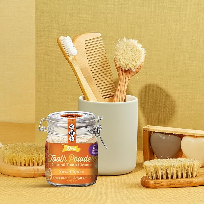 The Dirt - Remineralizing Tooth Powder, Natural Fluoride-Free Teeth Whitening Powder with Hydroxyapatite, Flouride & Gluten Free, Organic Vegan (Sweet Spice, 51g: 6 Month Supply)