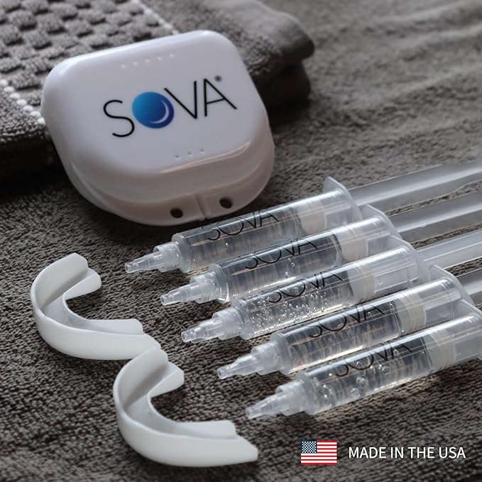 SOVA White - Teeth Whitening Kit - Includes 2 Custom-Fit Trays, 5 Whitening Gel Applicators & Protective Case - Peroxide for Extreme Whitening - BPA, Latex, Phthalates & PVC Free