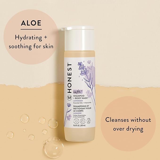 The Honest Company 2-in-1 Cleansing Shampoo Body Wash Gentle for Baby Naturally Derived Tear-free Hypoallergenic Lavender Calm 10 fl oz