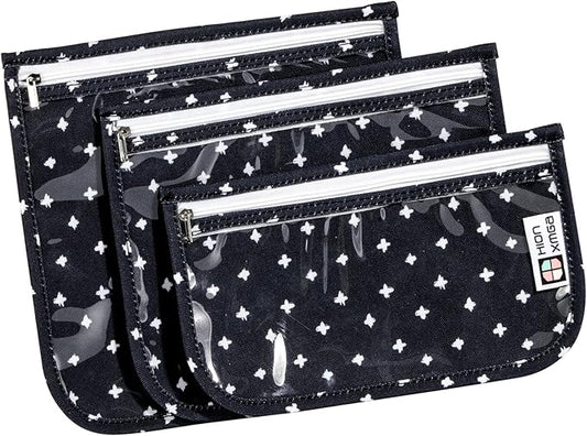 TSA Approved Toiletry Bag, Set of 3 Clear Travel Toiletry Bag Quart Size Zipper Travel Pouch, Waterproof Makeup Cosmetic Bag for Women Men Kids Toiletries Carry on, Plus