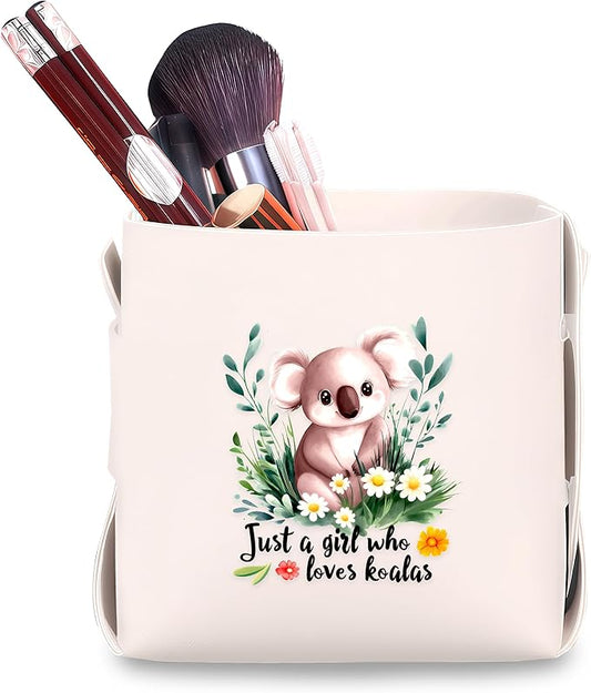 Koala Makeup Brush Holder, Decorative Desk Organizer for Jewelry Pen Pencil Glasses Storage, Koala Lovers Themed Gifts Stuff For Girls Teens Kids Women!