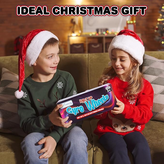 ArtCreativity Retro Light Up Gyro Wheels Toy- 2, 8.5 Inch Gyroscope Rail Twisters, Kids Classic Vintage Nostalgia Yoyo Sensory Fidget Toys, Christmas stocking stuffers for kids, Gift for boys & Girls,