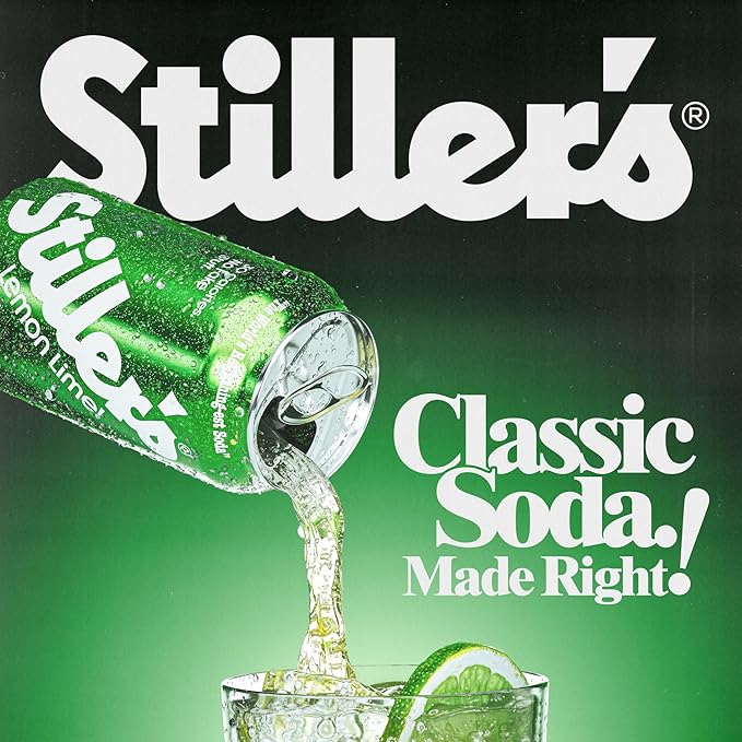 Stiller’s Lemon Lime Soda, 12 Pack Cans of Low Sugar Sparkling Soda Natural Lemon Lime Drink with Vitamins, Stevia Soda, Caffeine-Free, Alternative to Diet Soda