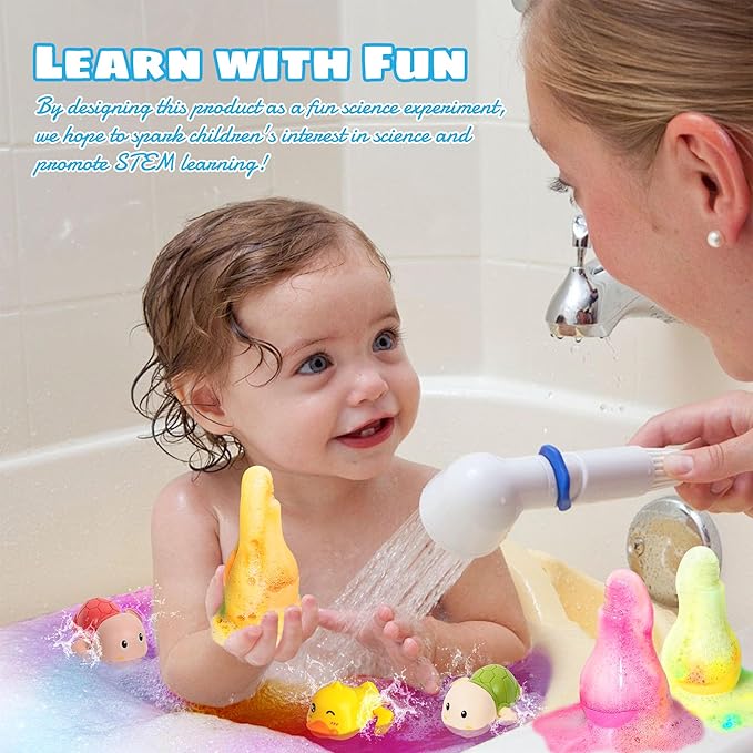 FIREKOTO® 8pcs Purely Handmade Kids' Rainbow Interactive Bath Bombs kids Potions丨Organic Colorful Bubble Bath for Kids Safe, Best Birthday, Party, Easter Bath Bombs Gift Set for Girls and Boys(8-Pack)