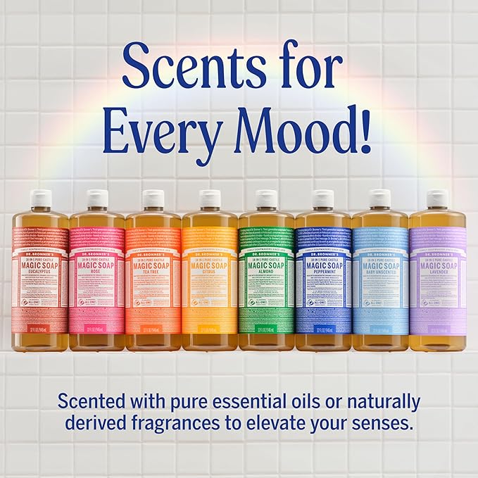 Dr. Bronner’s Pure-Castile Magic Liquid Soap - Made with Regenerative Organic Certified Oils - 18-in-1 Uses for Face, Body, Hand, Hair- Gentle on Sensitive Skin - All Natural Body Wash- Lavender, 32oz