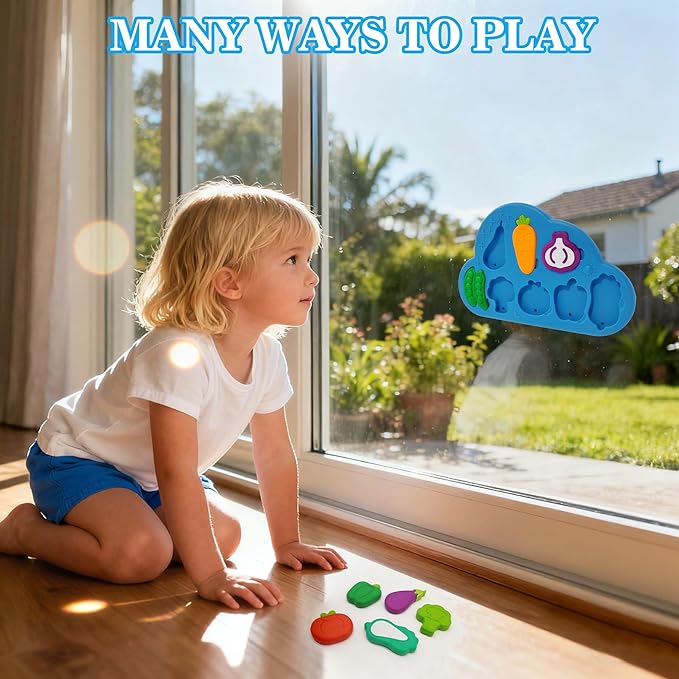 Silicone Bath Toys, No Hole Vegetable Bathtub Toys, Mold-Free Soft Bath Toys for Toddlers, Easy Clean Early Learning Sorting Toy, Floating Tub Toys for Kids - Birthday Gift for Boys Girls