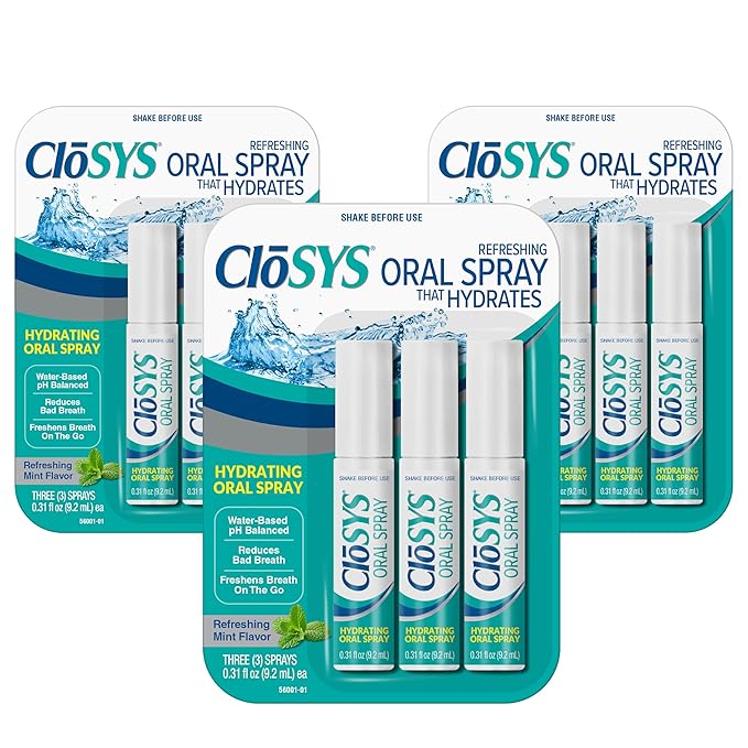 CloSYS Oral Breath Spray, Sugar Free Mouth Spray for Bad Breath, pH Balanced Mint Flavored 0.31oz (9 Count)