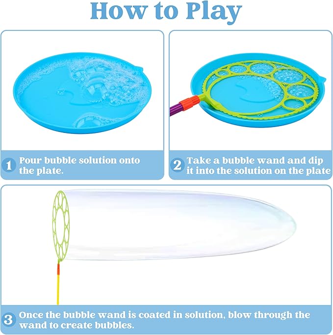 JOYIN Big Bubble Wands Set, Giant Bubble Wand Toys with Tray Bulk for Kids Adults, Summer Toys, Birthday Party Favors, Outdoor Activities, Easter Basket Stuffers