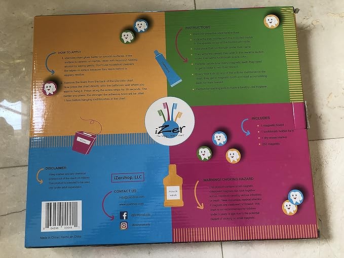 izer Rewards Chart for Kids with Magnets and Tooth Brush Holder, for toothbrushing