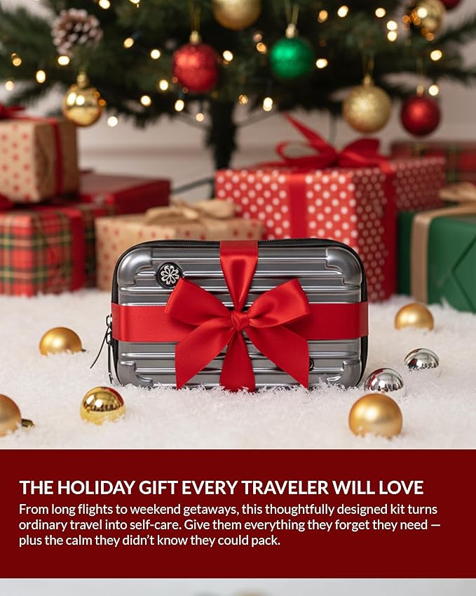 Essence Travel Amenity Kit - Compact Wellness Organizer with 5 Nasal Diffusers + 9 Traveler Comfort Essentials for Flights, Hotels & Adventures - Wearable Aromatherapy Self-Care On the Go