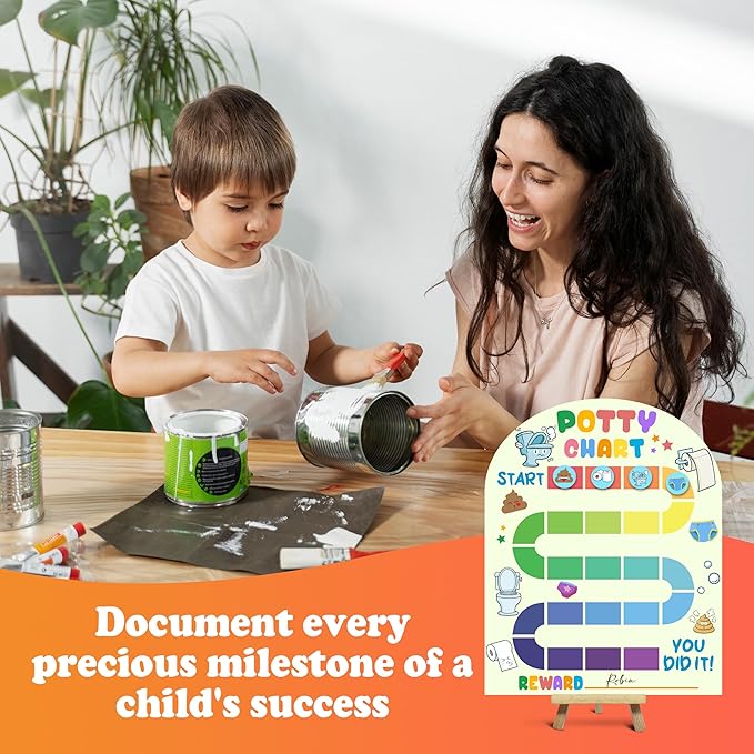 Potty Training Wooden Reward Chart, Behavior Reward Charts, Routine Calendar, Incentive Responsibility Chart for Boys Girls Kids Toddlers Good Habits, 08