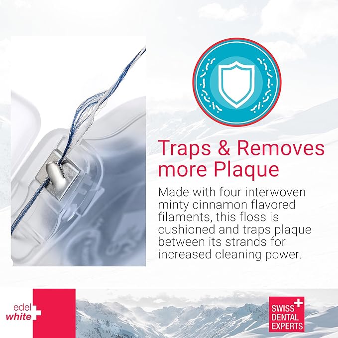 Gentle Gum Care Soft Woven Dental Floss, Minty Cinnamon Flavored Dental Floss | Woven Cushioned Comfort Floss for Sensitive Gums | Expanding & Cushioned Flossing - 131ft Total Length