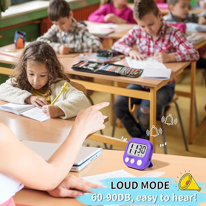 Classroom Timers for Teachers Kids Large Magnetic Digital Timer Teacher Supplies 6 Pack-Pink Purple