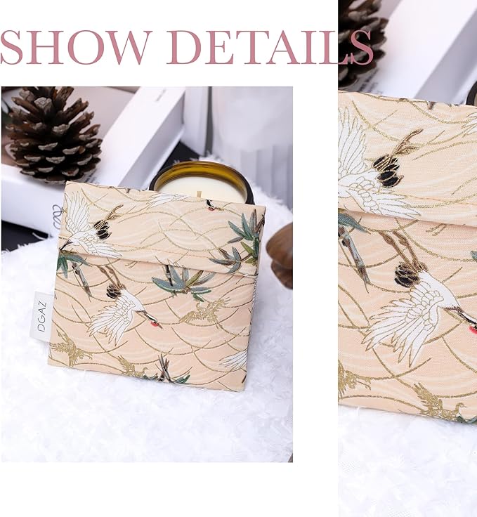 DGAZ Sanitary Napkin Storage Bag, Period Bag for Teen Aged Girls, Portable Period Bag for Panty Liners/Menstrual Cup/Small Tampons，Mini Makeup Bag for Purse(Fairy Crane)