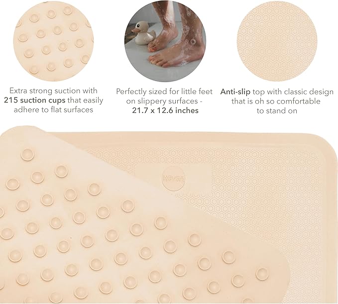 HEVEA Baby & Toddler Bath Mat - 100% Natural Rubber Non Slip Bathtub Mat for Baby - Upcycled, Danish Design - Safe & Sustainable Bathroom Essential (Sand)