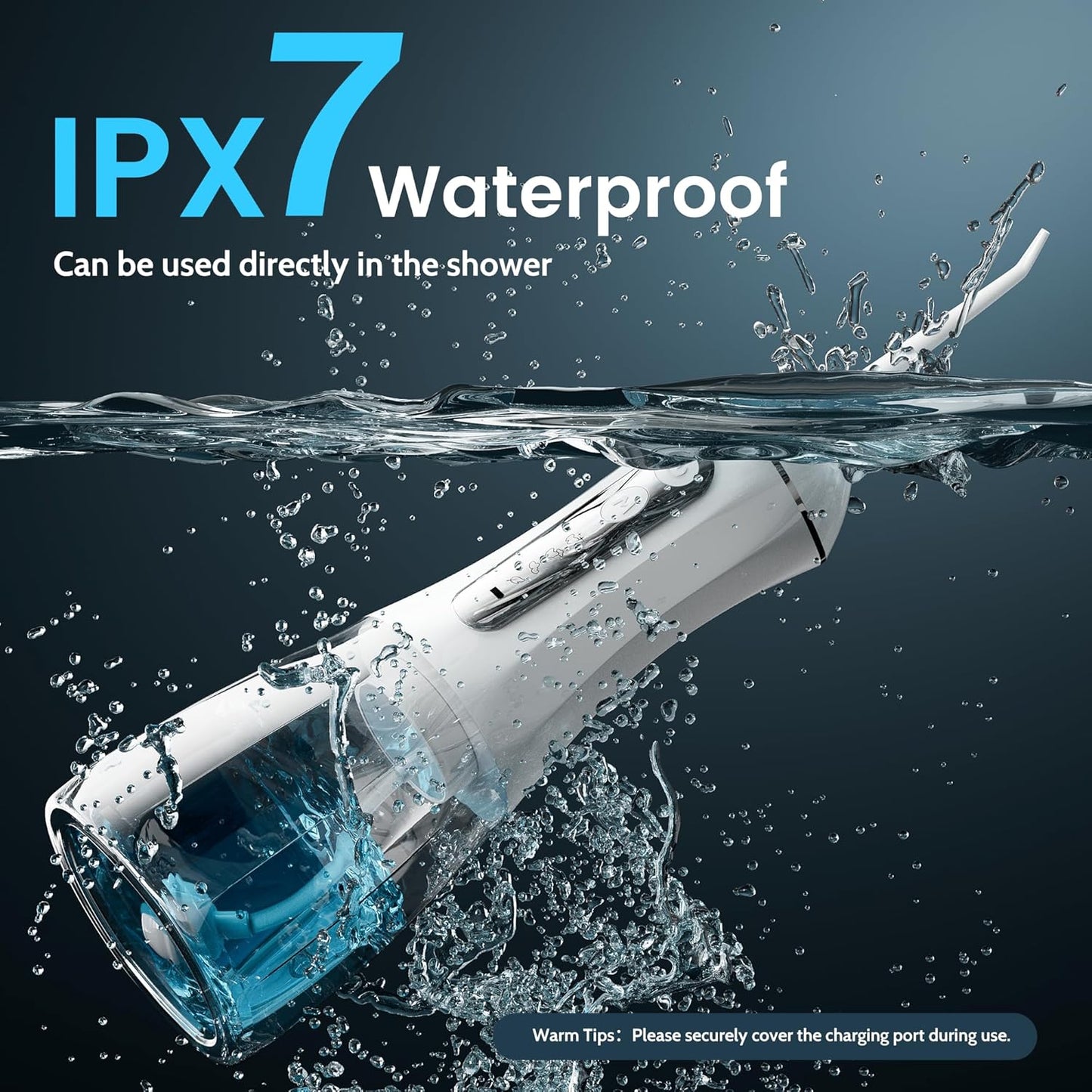 Water Flossers for Teeth, Electric Floss for Kids Adults, Water Dental Picks for Teeth Cleaning and Flossing, Portable Flossers for Travel Size, Travel Bag and 4 Tips, IPX7 Waterproof - White