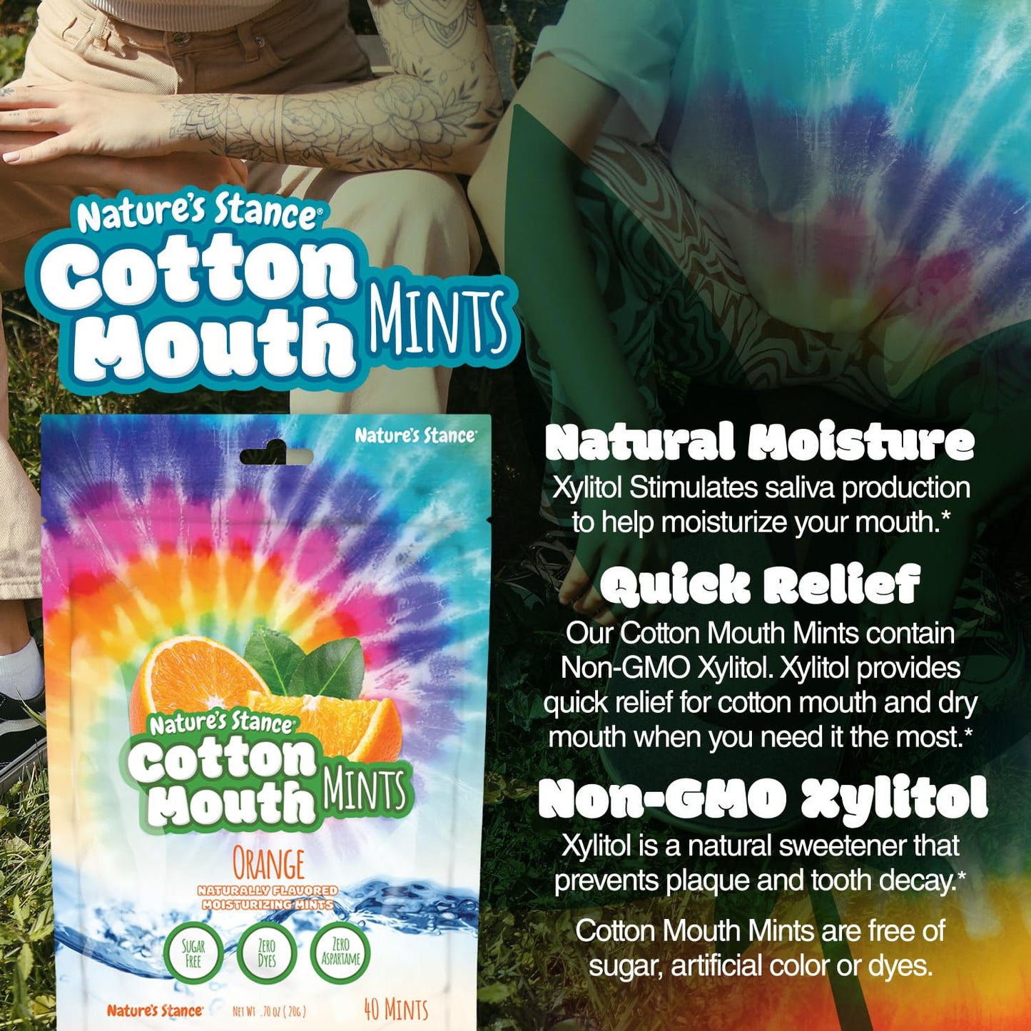 Nature’s Stance Cotton Mouth Xylitol Mints, Dry Mouth Lozenges Sugar Free, Mouth-Watering Mints - Stimulates Saliva & Freshens Breath, 40 Count (Orange)