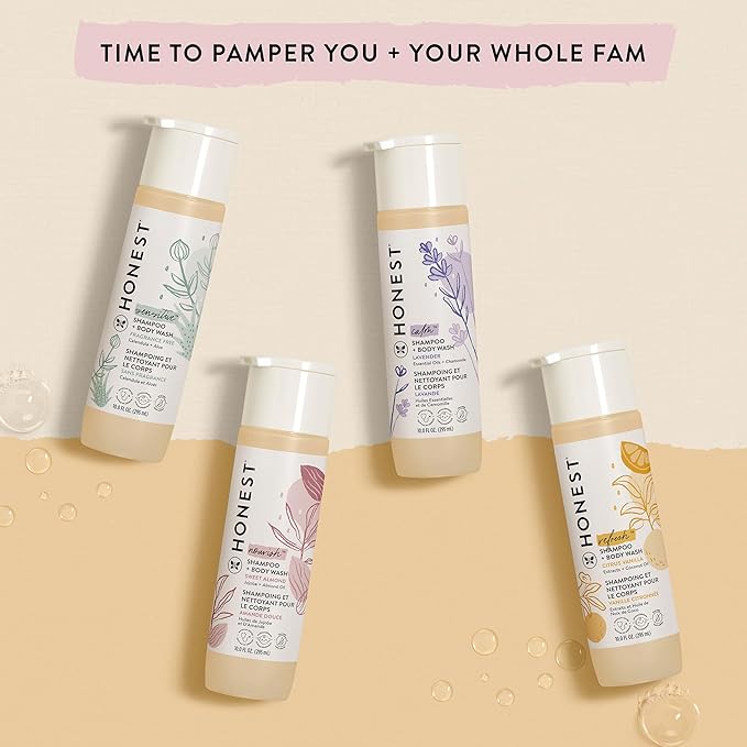 The Honest Company 2-in-1 Cleansing Shampoo and Body Wash for Sensitive Skin Gentle Tear-Free Hypoallergenic Baby with Naturally Derived Ingredients Fragrance-Free 10 fl oz