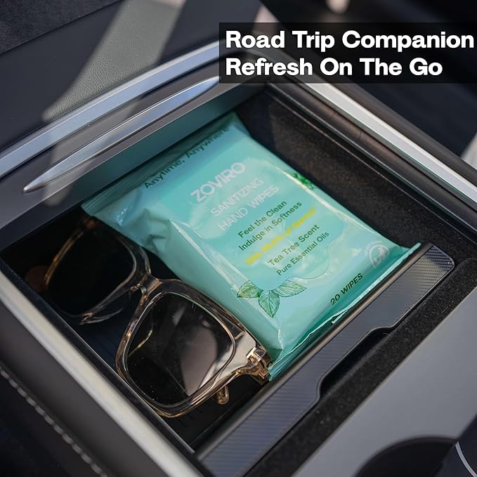 Zoviro Hand Sanitizer Wipes, Moisturizing With Tea Tree Essential Oil, Ultra-Soft 100% Viscose, Hand Wipes Travel Size, Tea Tree Scent, 20 Count (Pack of 10)