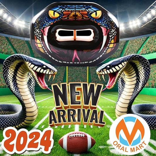 Oral Mart Flag Football Mouth Guard with 3D LipFit Design for Kids - Youth Tackle Football Mouthguard (No Boil) Cool Instant Fit Lip Guard Mouthpiece for Braces (Detachable Helmet Strap Included)