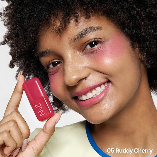 2aN Pocket Cotton Blurring stick (05 Ruddy Cherry, 0.12oz) – 2-in-1 Lip and Cheek Soft Blur Stick, Cloudy Matte Finish, Tone-on-Tone Makeup, Lightweight Watercolor Texture