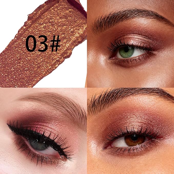 Aurora Purple Glitter Cream Shimmer Eyeshadow Sticks, Multichrome Matte Eye Shadow Stick, Waterproof and Long-Lasting Smooth Cream Eye Highlighter Stick Makeup for Women, 3 Aurora Purple Twilight