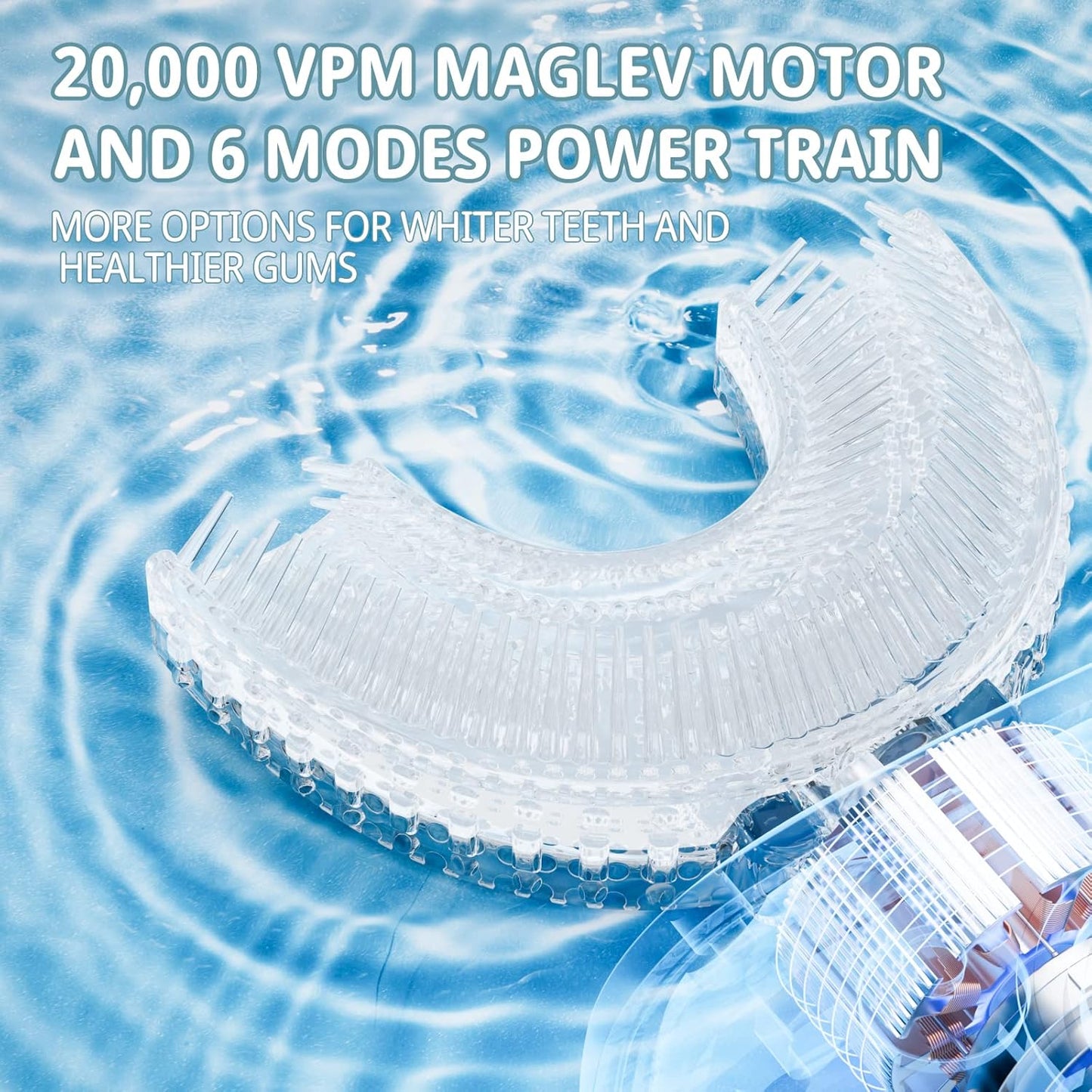 Kids Electric U Shaped Toothbrush Children Rechargeable Sonic Toothbrush with 6 Soft Brush Head Automatic Full Mouth 6 Cleaning Modes -Age8-15 Yellow