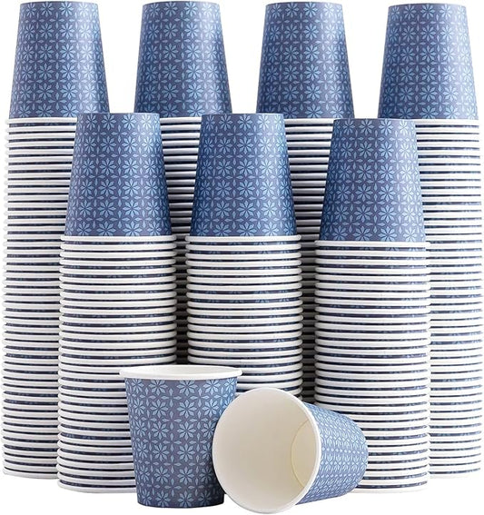 600 Pack 3oz Paper Cups, Disposable Bathroom Navy Floral Small Mouthwash Cups 3 OZ for Barth, Parties, Picnics, Barbecues, Travel and Events.