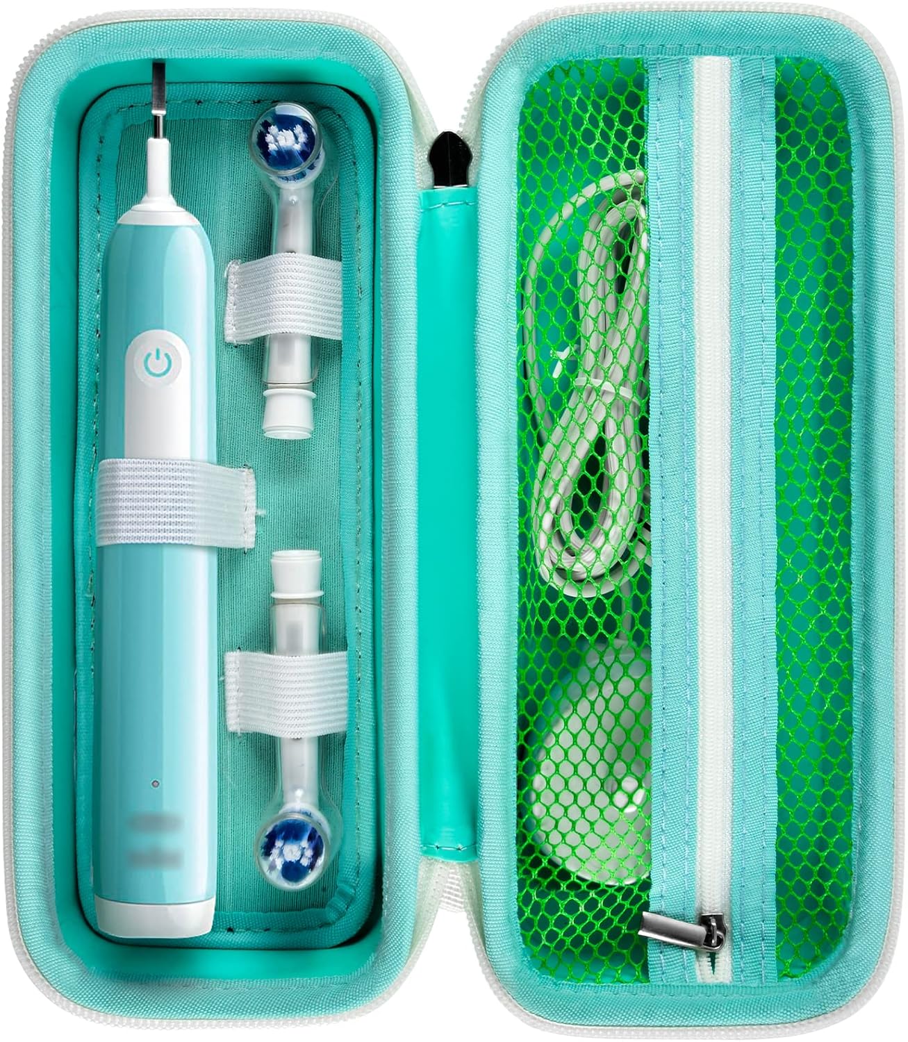 Toothbrush Travel Case Compatible with Oral-B Pro 1000, 2000, 3000, 3500, 1500/ for Philips Sonicare ProtectiveClean 4100 5100 Electric Toothbrush with Mesh Pocket for Accessories - Green (Bag Only)
