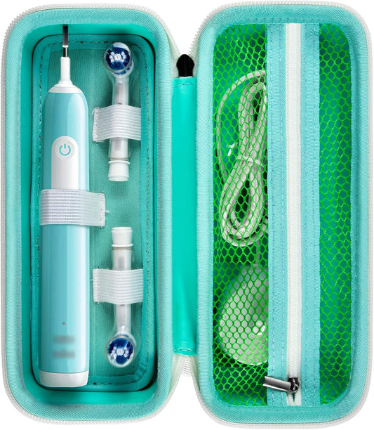 Toothbrush Travel Case Compatible with Oral-B Pro 1000, 2000, 3000, 3500, 1500/ for Philips Sonicare ProtectiveClean 4100 5100 Electric Toothbrush with Mesh Pocket for Accessories - Green (Bag Only)