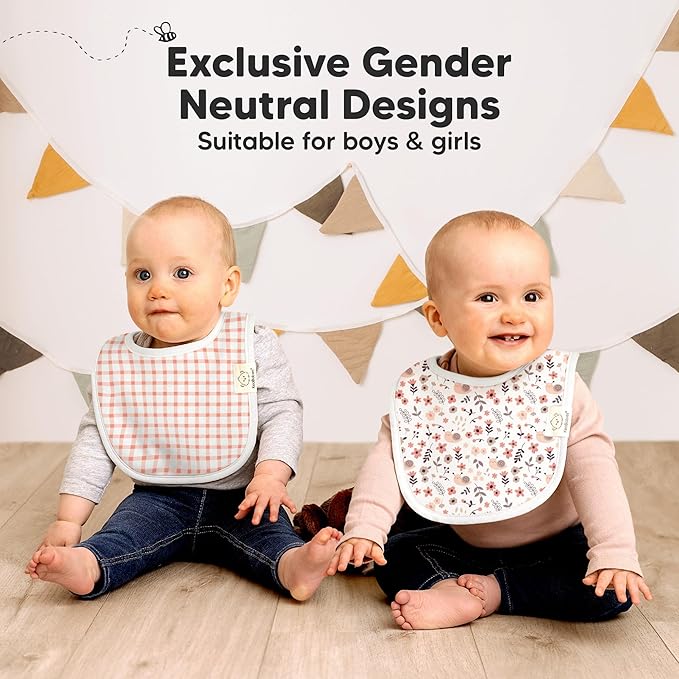 8-Pack Organic Baby Bibs for Boys, Girls - Soft Cotton Drooling and Teething Bibs for Baby Girl & Boy, Extra Absorbent, Easy To Clean & Put On for Toddler, Newborn, Infant 0-24 Months (Sweet Charm)