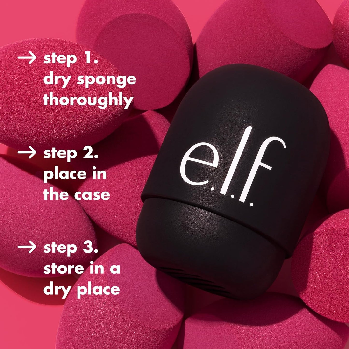 e.l.f. Safe Travels Sponge Case, On-The-Go, Breathable Beauty Sponge Protection From Dirt & Grimes, Durable Silicon Holder, Vegan & Cruelty-Free