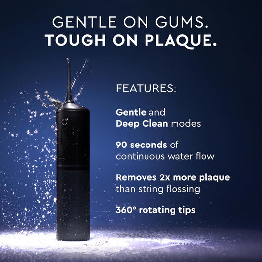 Moon Cordless Water Flosser for Teeth Cleaning, Plaque Removal & Gum Health - Water Pick with Gentle or Deep Clean Mode, 4 Interchangeable Tips & 8 Week Charge - Safe for Braces (1 Count)
